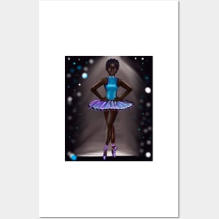 Ballerina Noor #2 - beautiful  black ballerina with corn rows Posters and Art